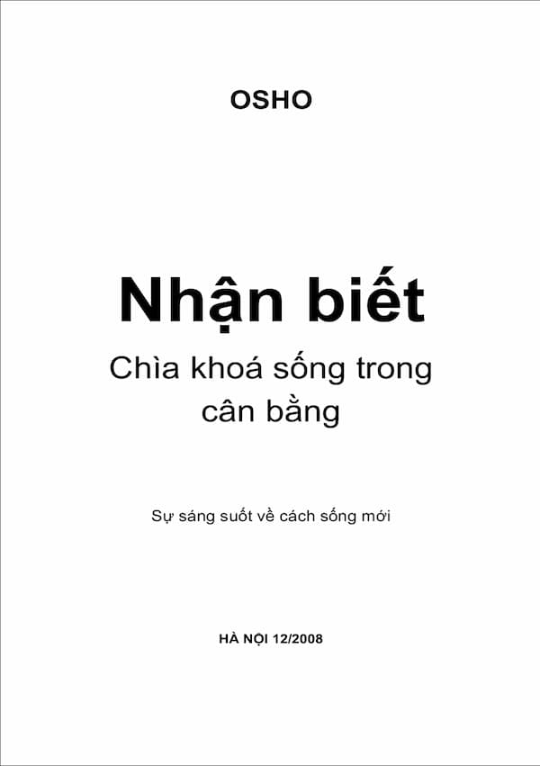 Nhận Biết - Chìa Khoá Sống Trong Cân Bằng